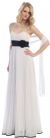 Roman Inspired Long Formal Dress with Floral Applique in White/Black